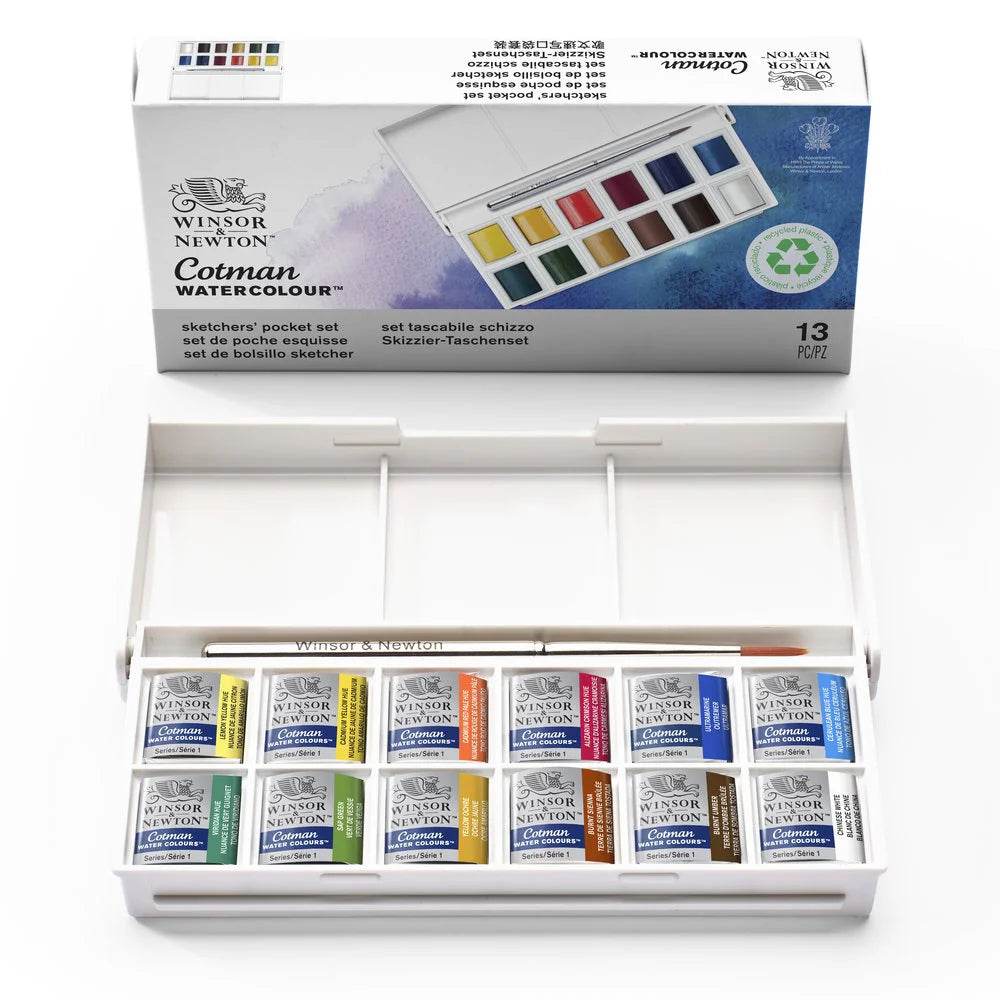 WINSOR & NEWTON COTMAN WATERCOLOURS -Set Tascabile Degli Sketchers 13pz