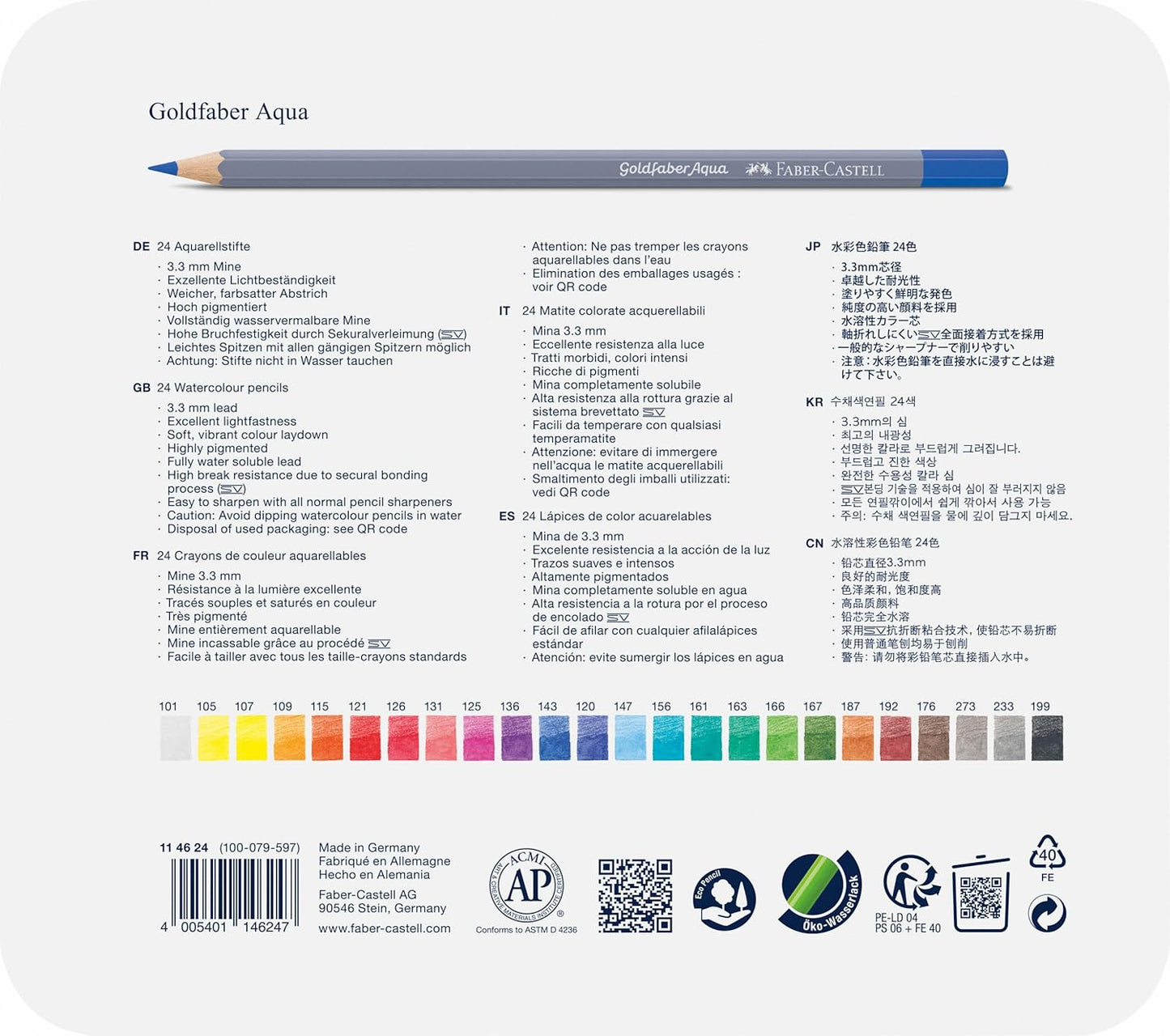 FABER-CASTELL - Pastelli Acquerellabili Confezione Da 24 Pz