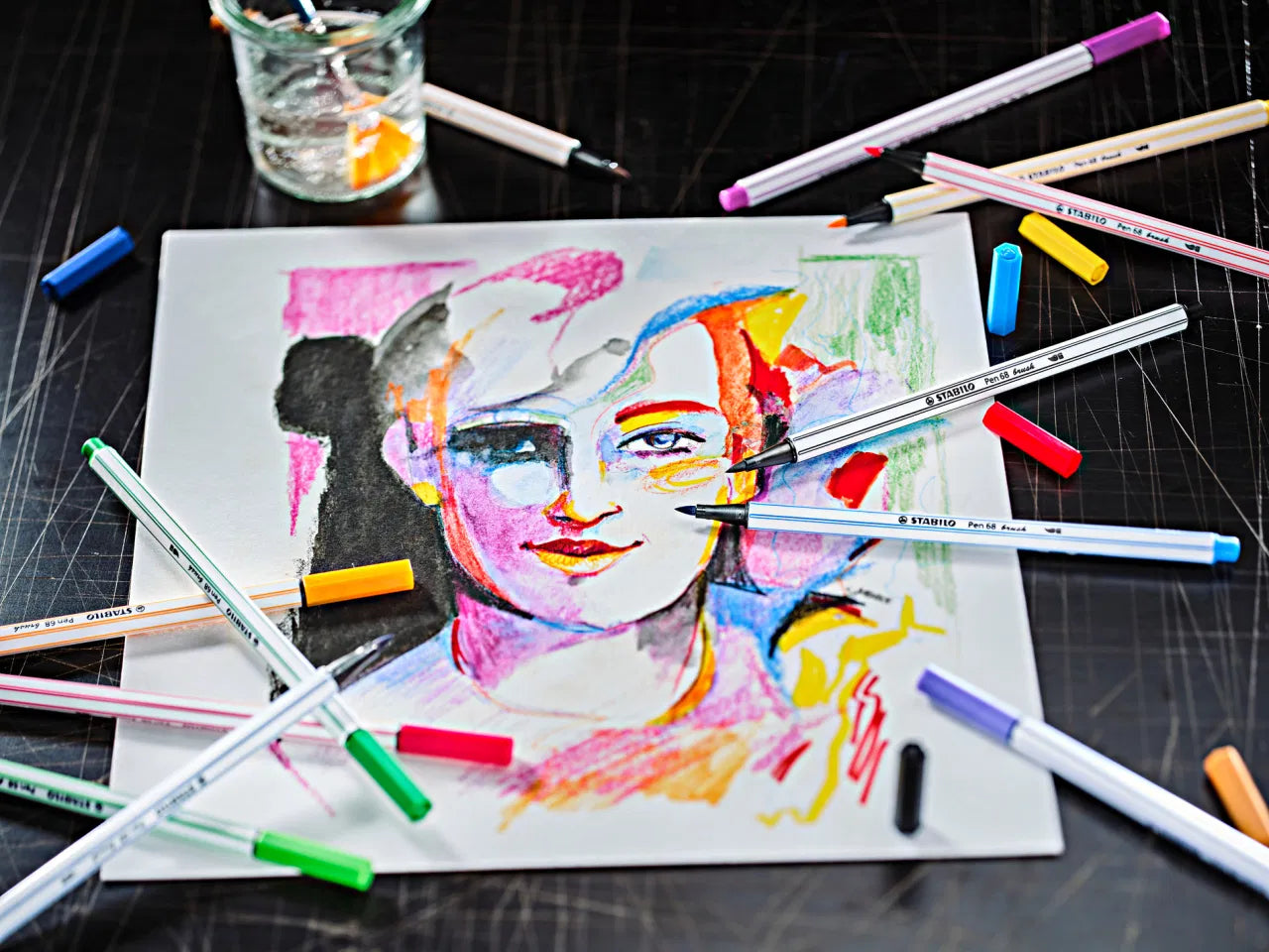 STABILO PEN 68 BRUSH ARTY - 30 Pennarelli Brush Con Scatola In Metallo