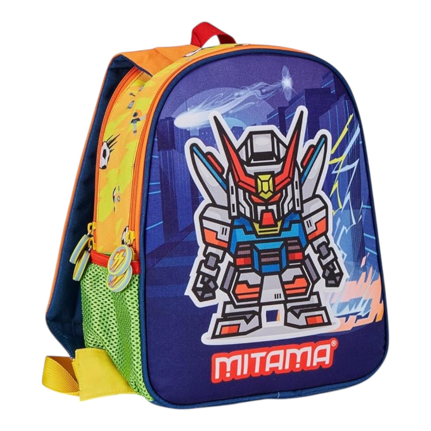 MITAMA ZAINO ASILO SPINNY - Double Face Con Doppia Grafica Calcio/Robot