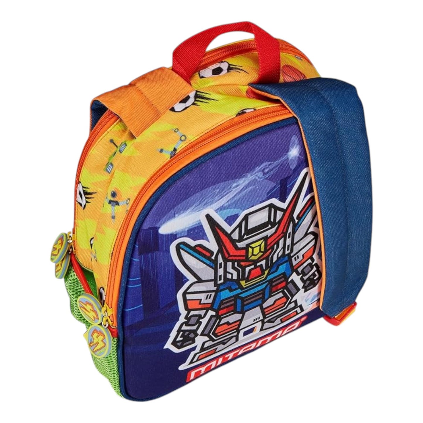 MITAMA ZAINO ASILO SPINNY - Double Face Con Doppia Grafica Calcio/Robot