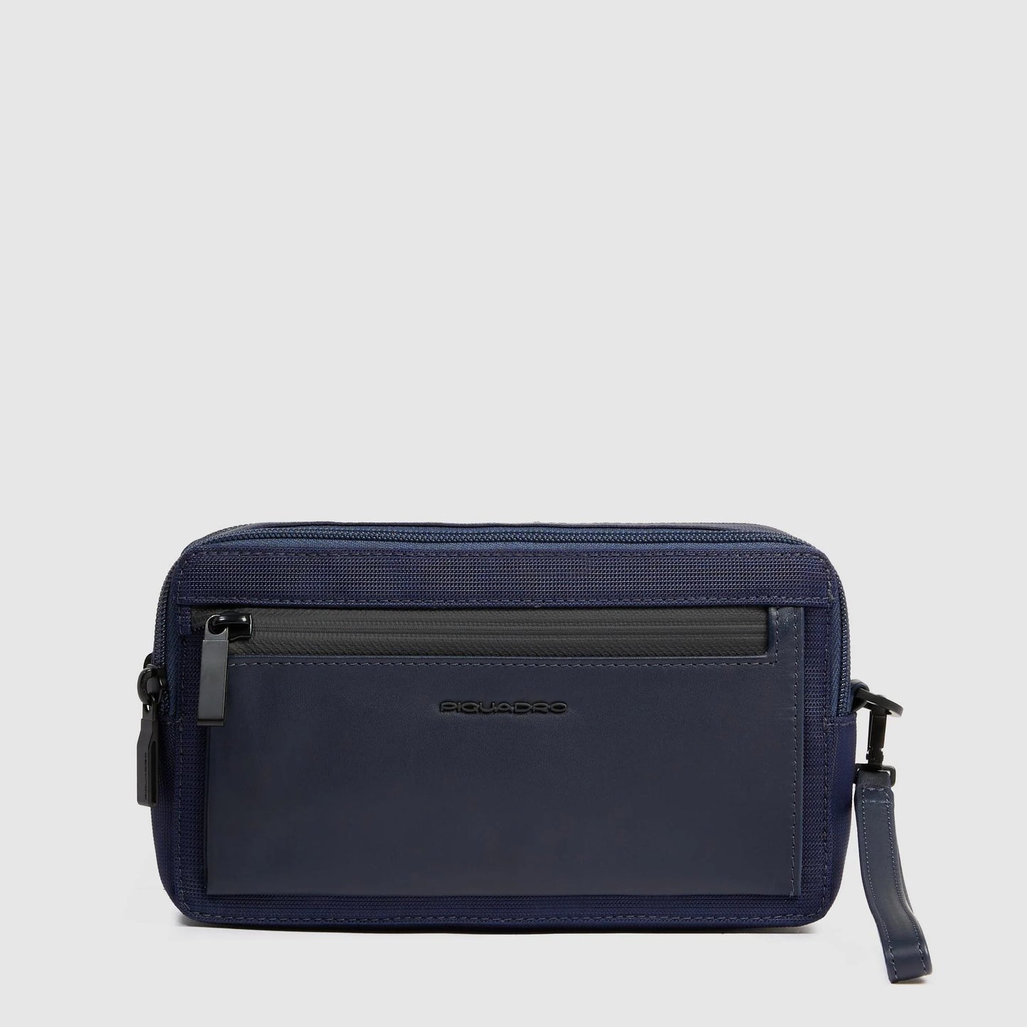 PIQUADRO - Pochette A Due Scomparti In Tessuto Riciclato Blu