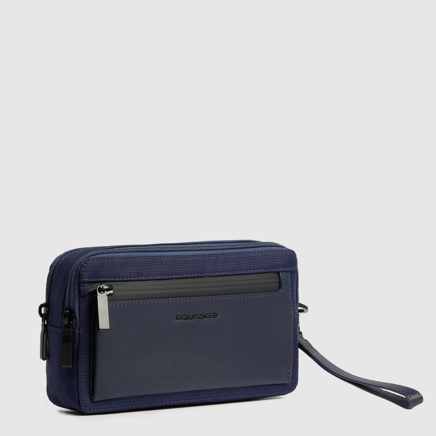 PIQUADRO - Pochette A Due Scomparti In Tessuto Riciclato Blu