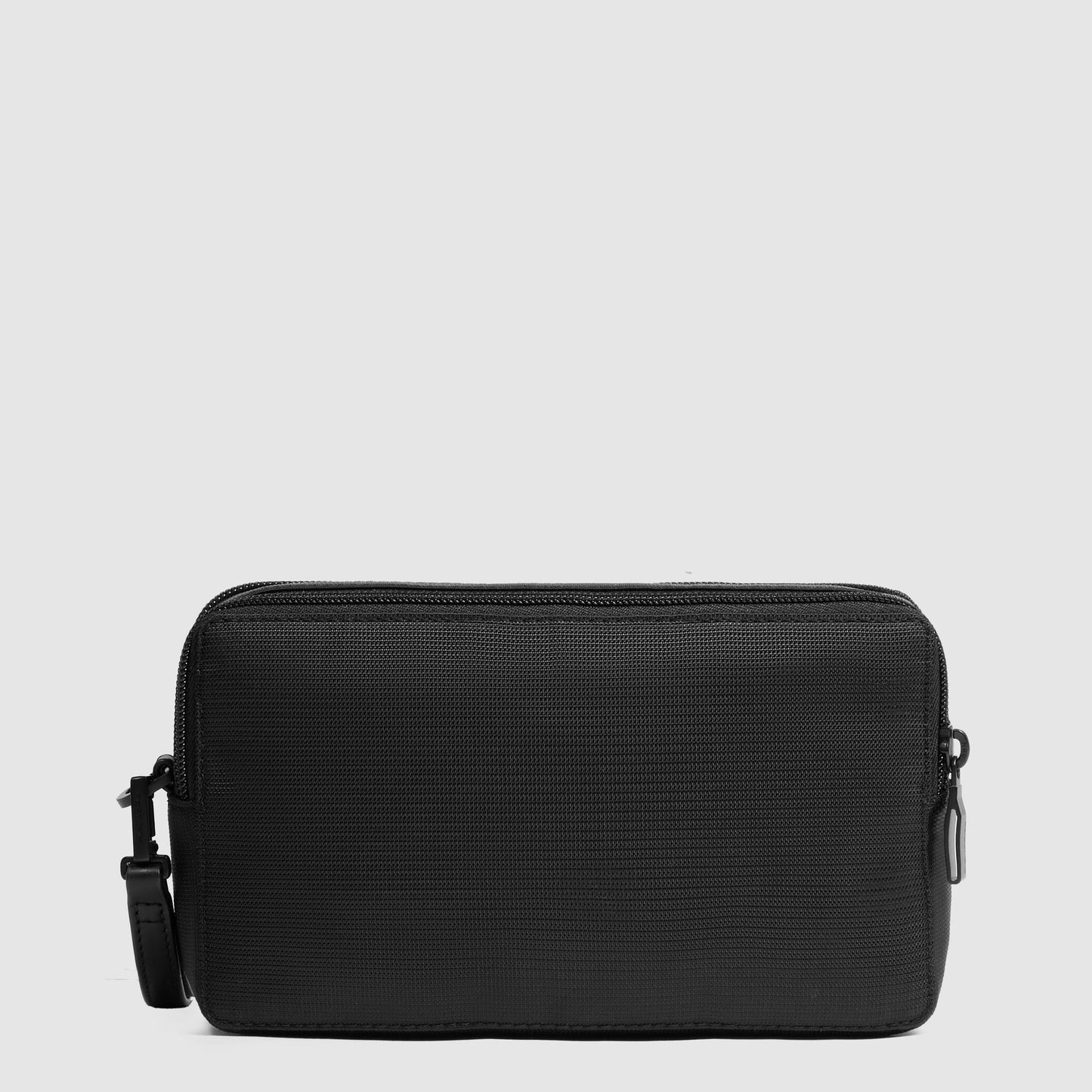 PIQUADRO - Pochette A Due Scomparti In Tessuto Riciclato Nero