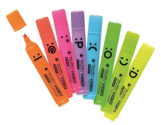 TRATTO VIDEO EMOTION - confezione 8 Evidenziatori Multicolore
