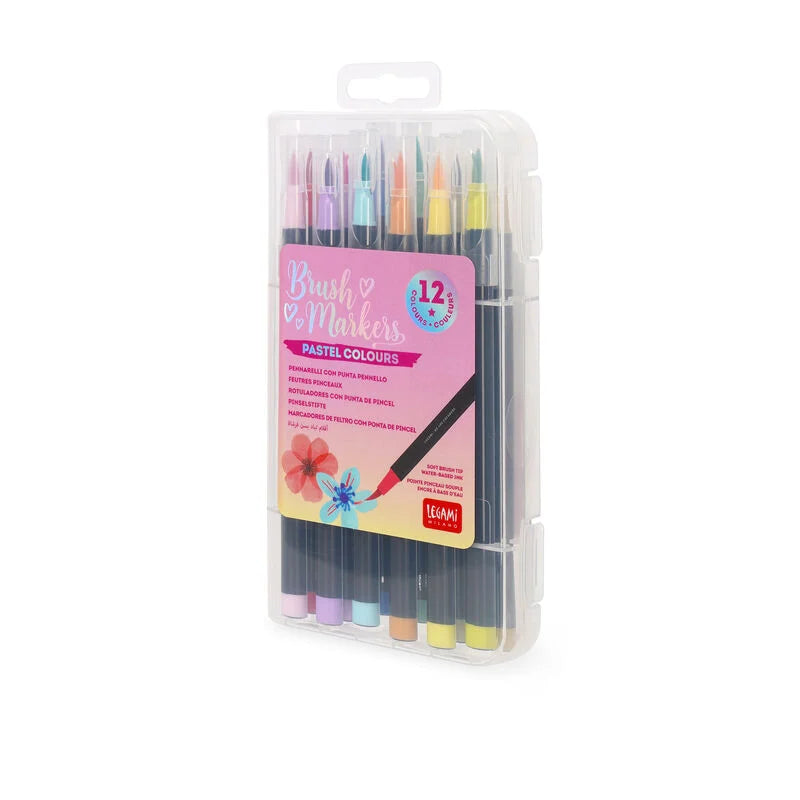 LEGAMI SET 12 PENNARELLI PUNTA PENNELLO - Brush Markers Pastel