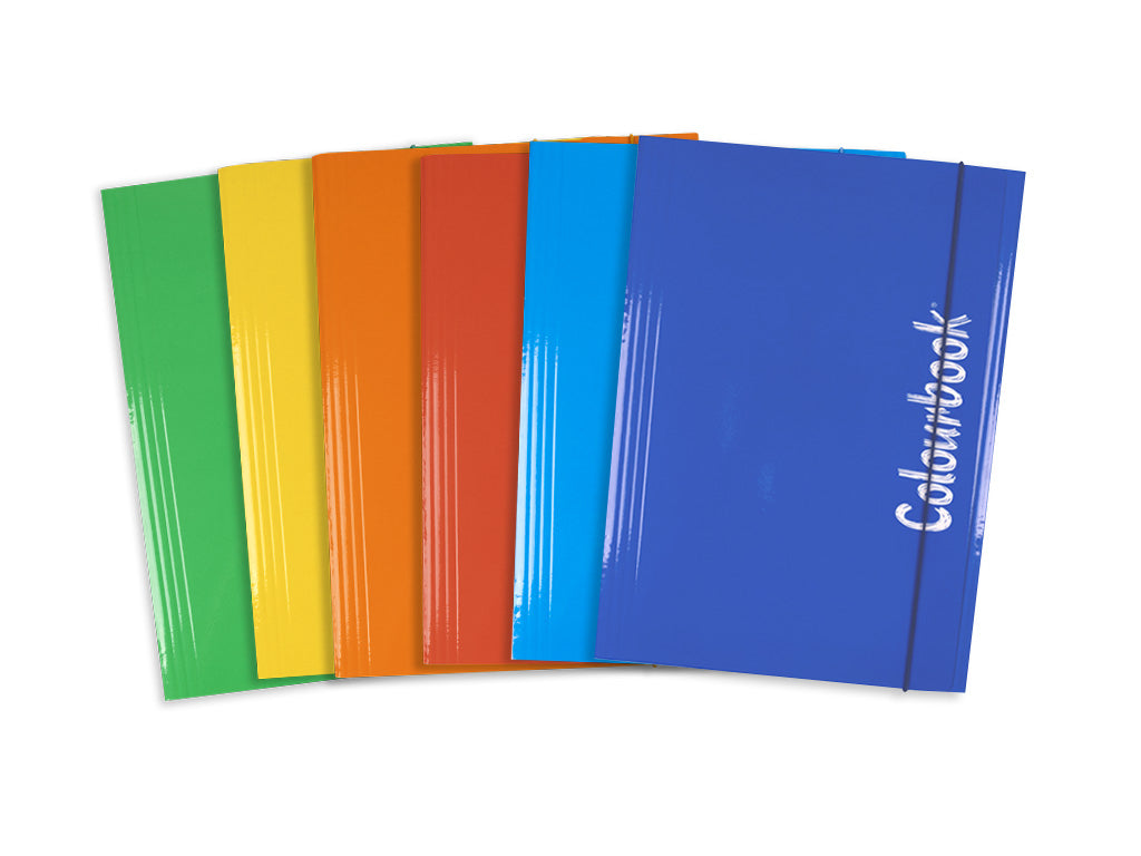 COLOURBOOK CARTELLINA CON ELASTICO A4 FLUO - Dorso Piatto Confezione Da 5 Pz Colori Assortiti