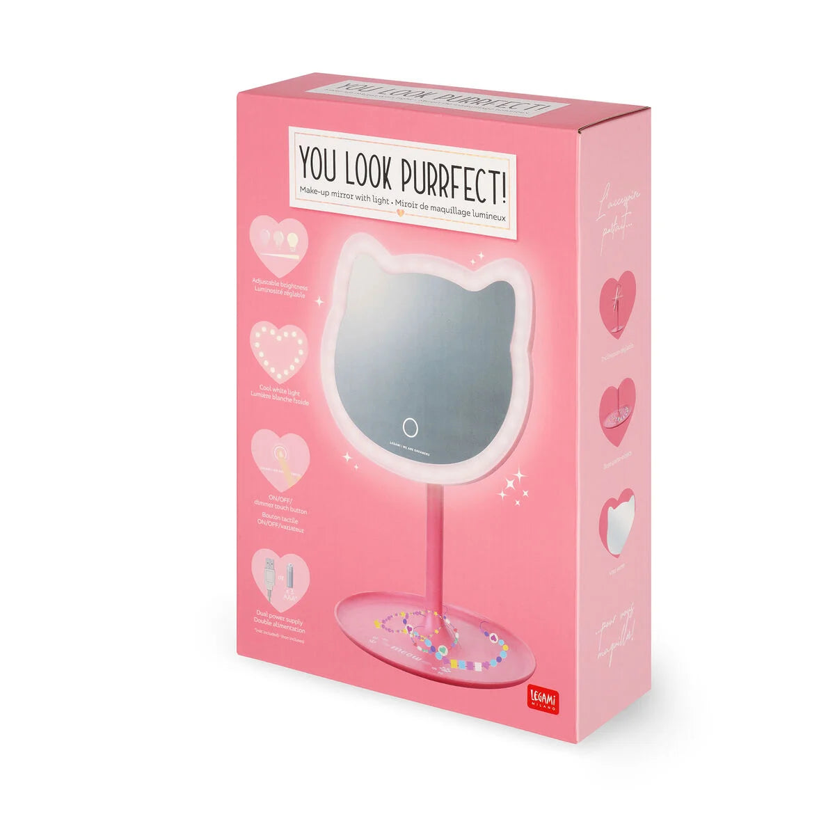 LEGAMI - Specchio da Trucco con Luce You Look Purrfect!