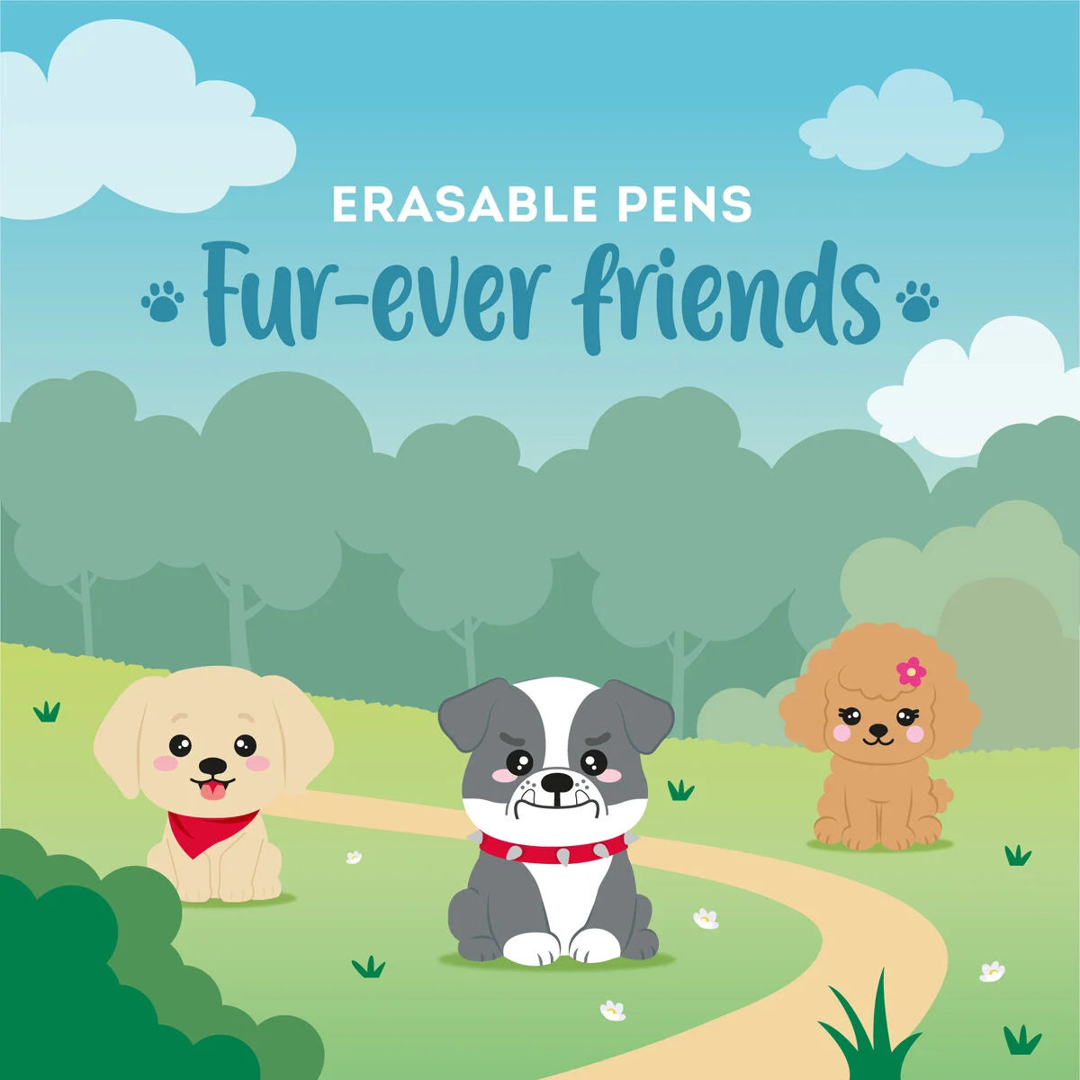 LEGAMI - Set di 3 Penne Cancellabili Erasable Pen Fur-ever Friends