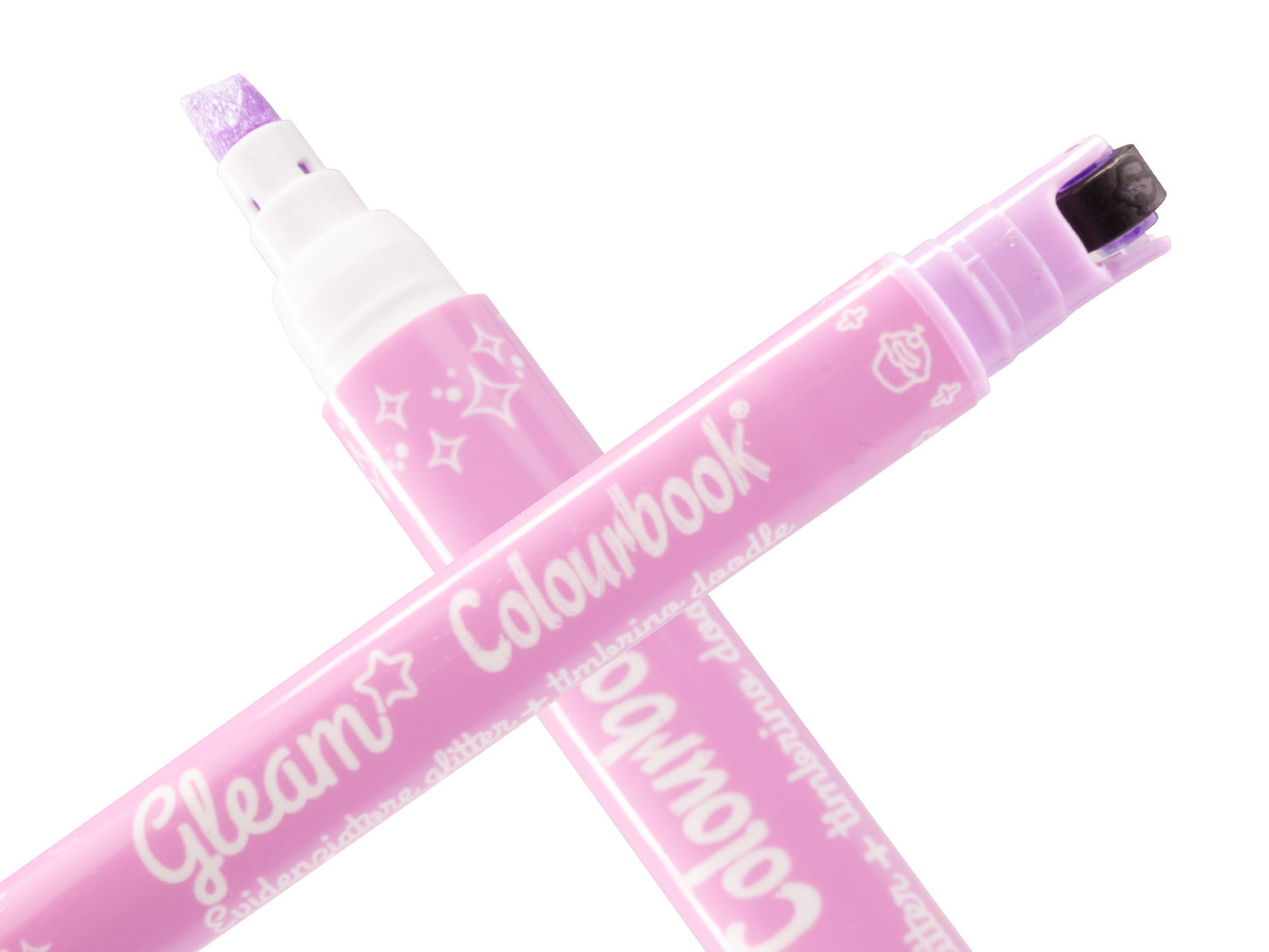 COLOURBOOK SET 3 EVIDENZIATORI GLEAM LILLA - Evidenziatori Glitterati Con Timbrino