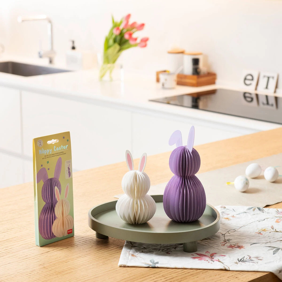 LEGAMI - Set di 2 Coniglietti Pieghevoli in Carta Hoppy Easter