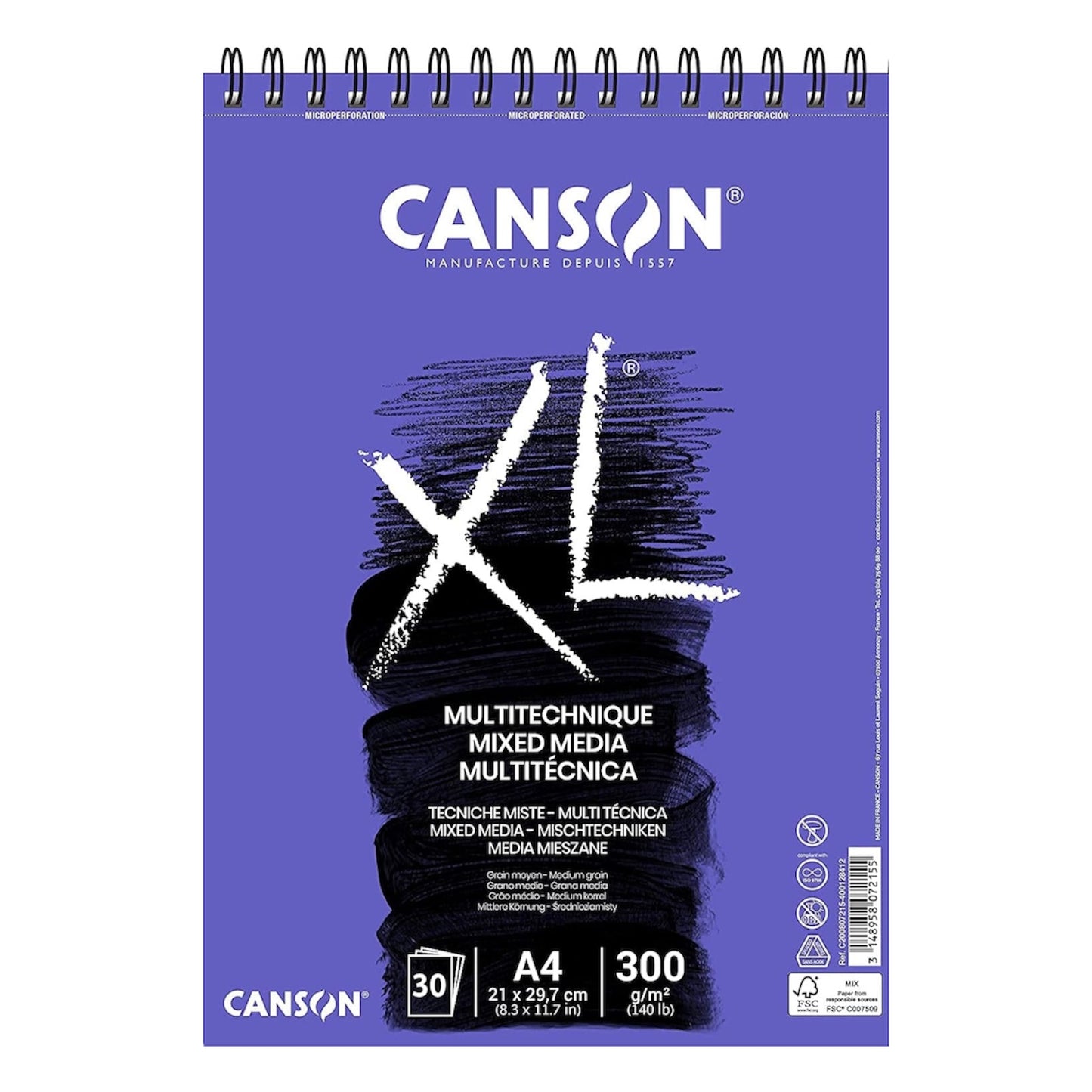 ALBUM SPIRALATO CANSON XL - 300gr Multitecnica 21x29,7 Grana Media