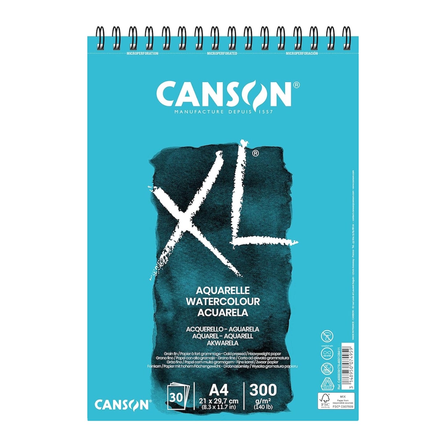 ALBUM SPIRALATO CANSON XL - 300gr Watercolour 21x29,7 Grana Fine