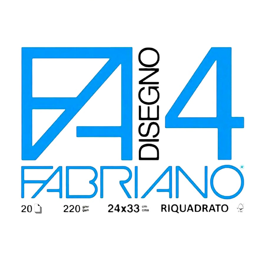 BLOCCO DA DISEGNO FABRIANO F4 - 24x33 Con Fogli Lisci Riquadrato