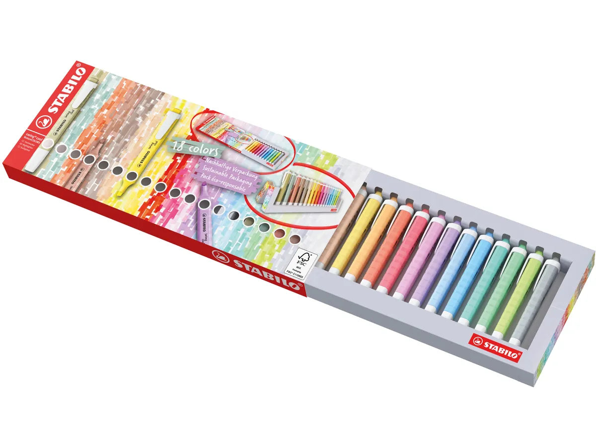 STABILO SWING COOL DESKSET - 6 Nature + 12 Pastel
