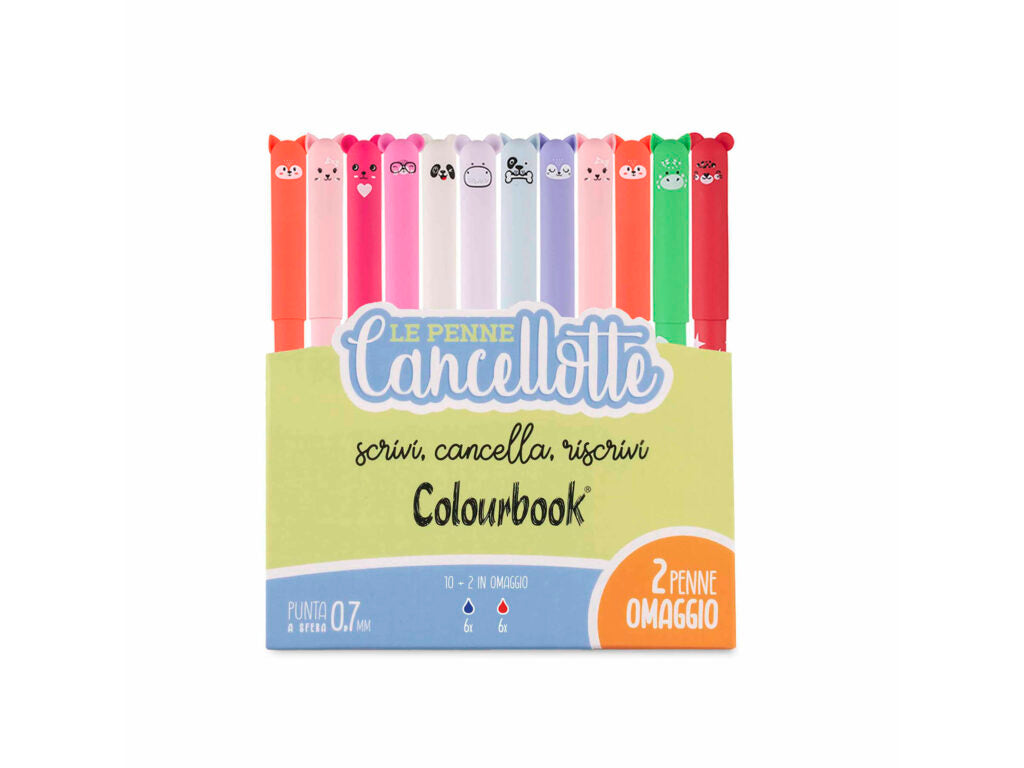 COLOURBOOK CANCELLOTTE - Set 12 Penne Gel Cancellabili Ricaricabili