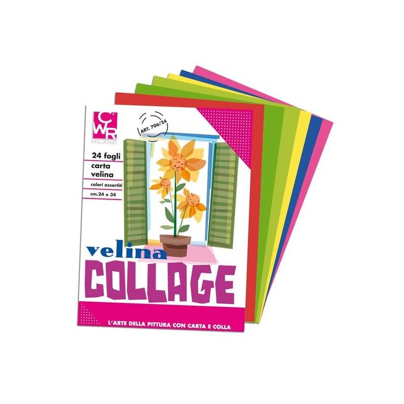CARTA VELINA - Blocco Collage Colori Assortiti 24x34 24fg