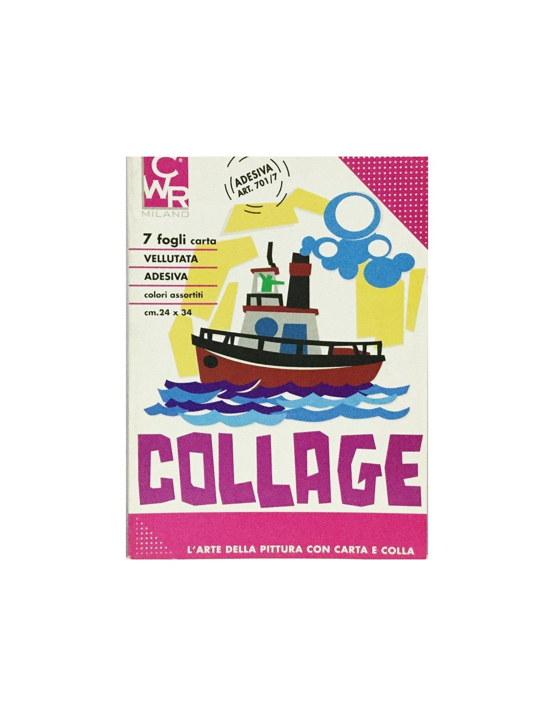 CARTA VELLUTATA ADESIVO - Blocco Collage Vellutato Colori Assortiti 24x34 7fg