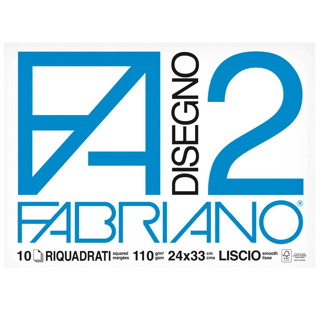 ALBUM DA DISEGNO FABRIANO F2 RIQUADRATO - Liscio 24x33 10fg