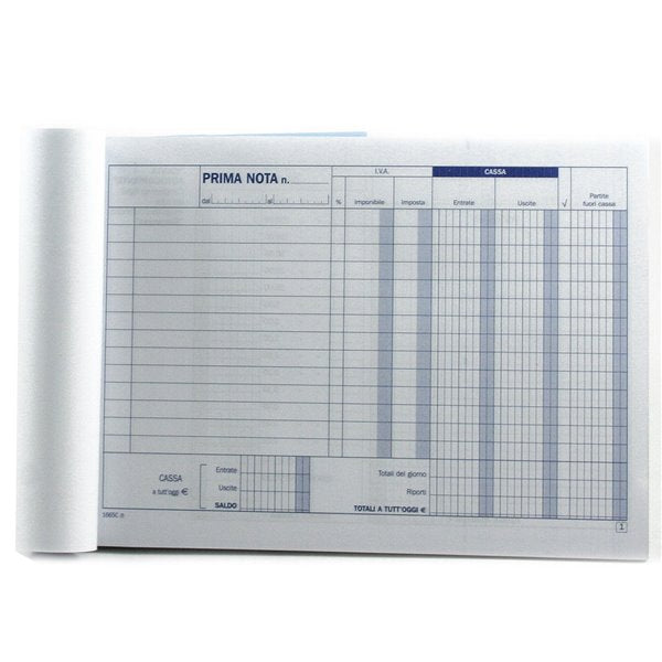 BLOCCO PRIMA NOTA CASSA-IVA 1665C - Duplice Copia Formato A5