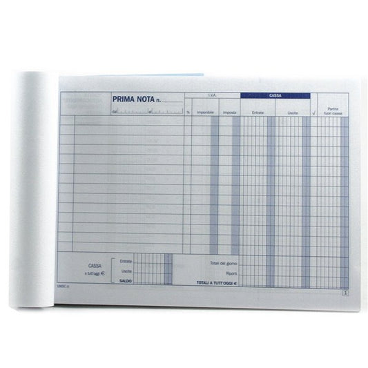 BLOCCO PRIMA NOTA CASSA-IVA 1665C - Duplice Copia Formato A5
