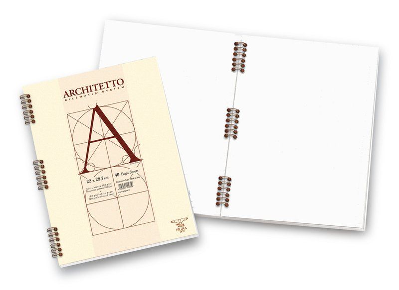 BLOCCO ARCHITETTO A SPIRALE A4 - Bianco