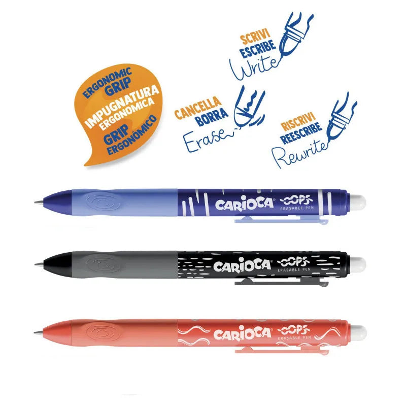 PENNA CARIOCA OOPS A SCATTO - Con Inchiostro Cancellabile Confezione Da 2 Pz