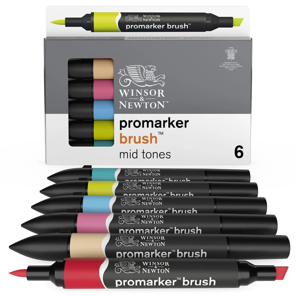 WINSOR & NEWTON PROMARKER BRUSH - Mid Tones 6 Pz