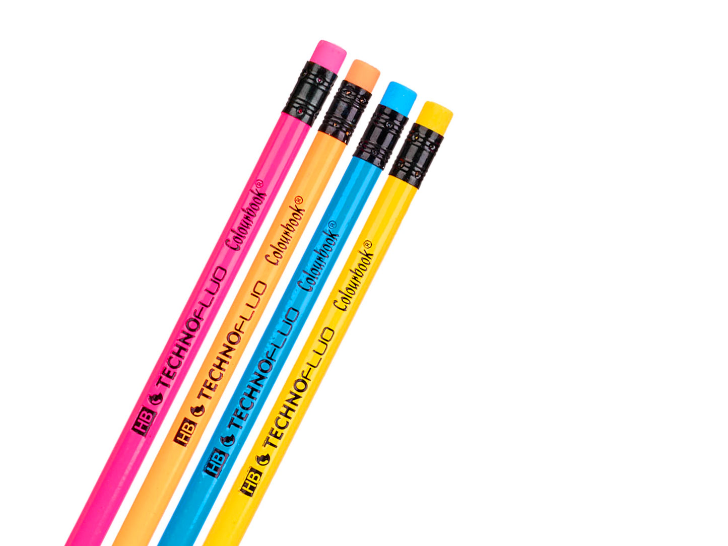 COLOURBOOK MATITE TECHNO FLUO - Set 4 matite con gomma