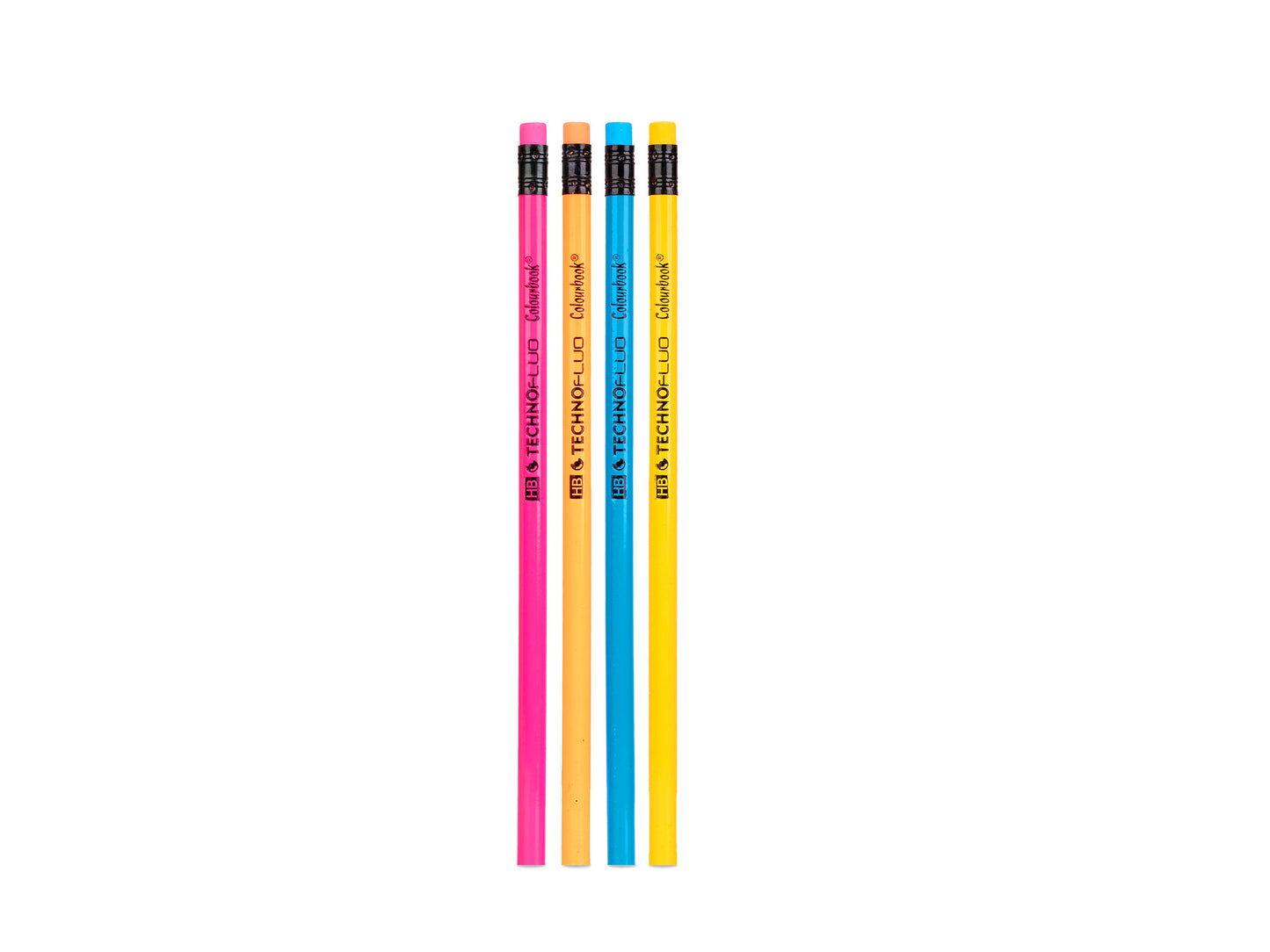 COLOURBOOK MATITE TECHNO FLUO - Set 4 matite con gomma