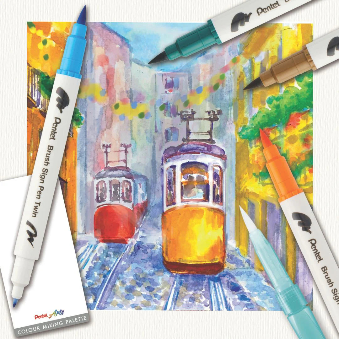 PENTEL - Brush Sign Pen Twin Expressive Set Paesaggio