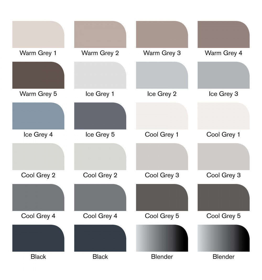 WINSOR & NEWTON PROMARKER SET - Grey And Black tones 25pz