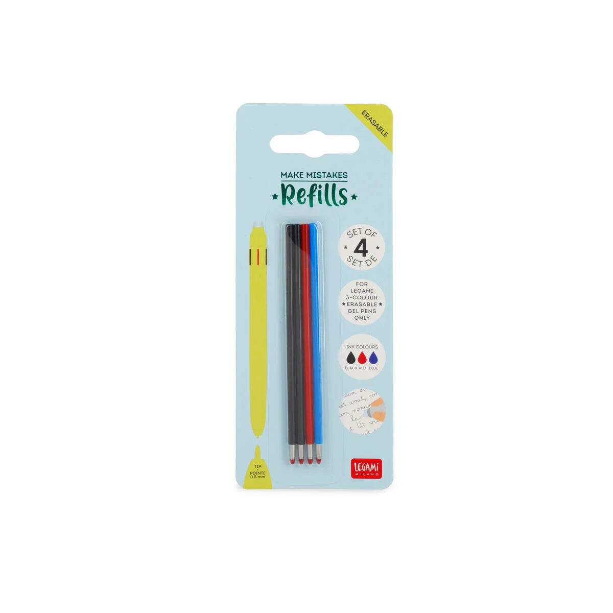 LEGAMI SET 4 REFILL ERASABLE PEN 0.5 - Per Penna Gel Cancellabile A 3 Colori