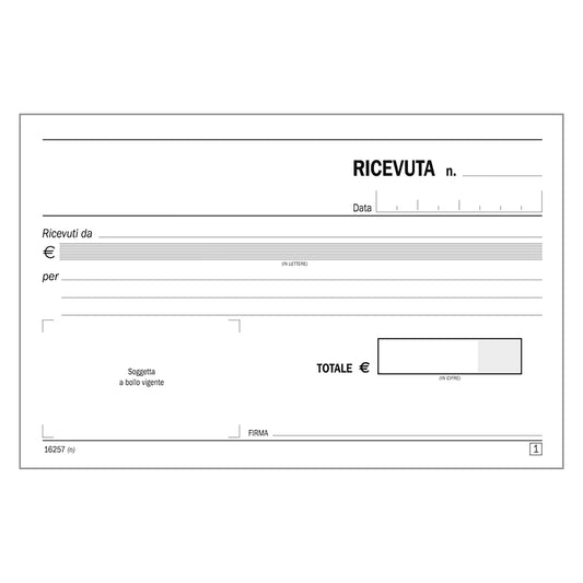 BLOCCO RICEVUTE GENERICHE - Duplice Copia Confezione Da 5