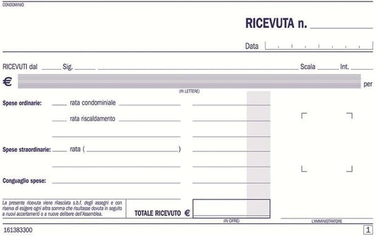 BLOCCO RICEVUTE CONDOMINIO 1613833 - Triplice Copia