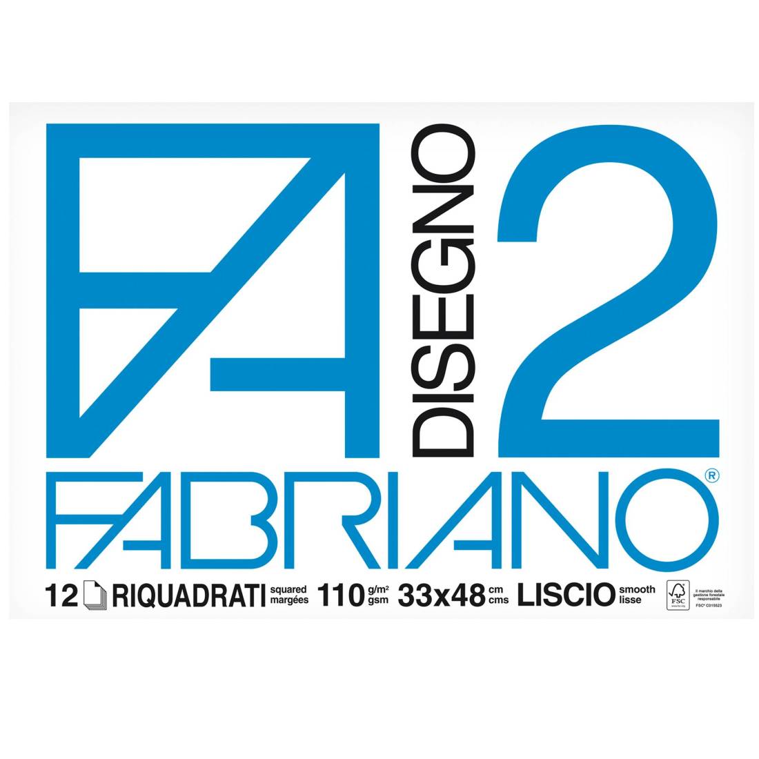 BLOCCO FABRIANO F2 - 33x48 Con Fogli Lisci Riquadrati