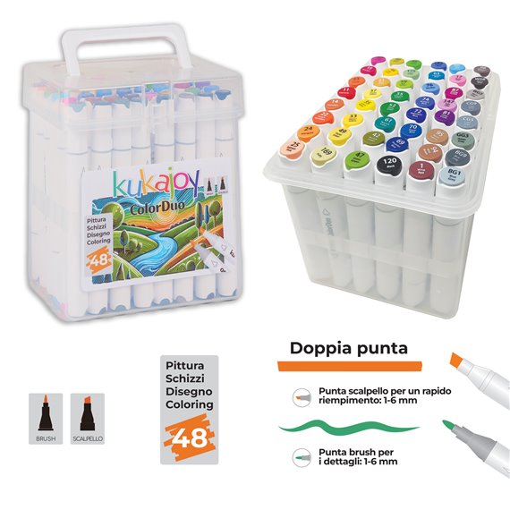 KUKAJOY - Pennarelli Color Duo Brush a 48pz