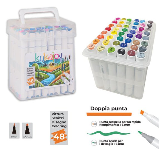 KUKAJOY - Pennarelli Color Duo Brush a 48pz