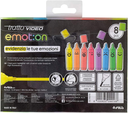 TRATTO VIDEO EMOTION - confezione 8 Evidenziatori Multicolore