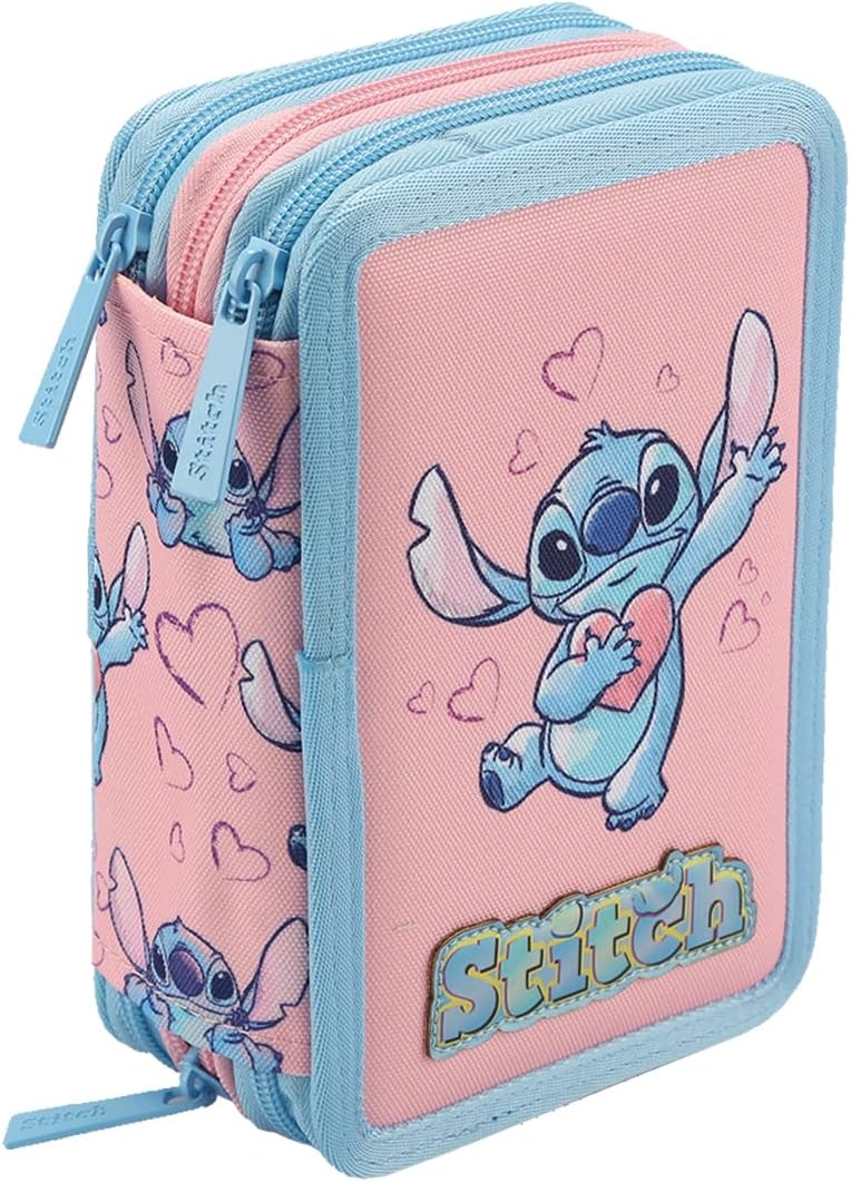 STITCH - Astuccio 3 Zip Scuola