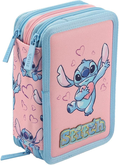 STITCH - Astuccio 3 Zip Scuola