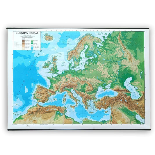 CARTA GEOGRAFICA EUROPA - Murale Europa 100x140 Bifacciale Fisica E Politica