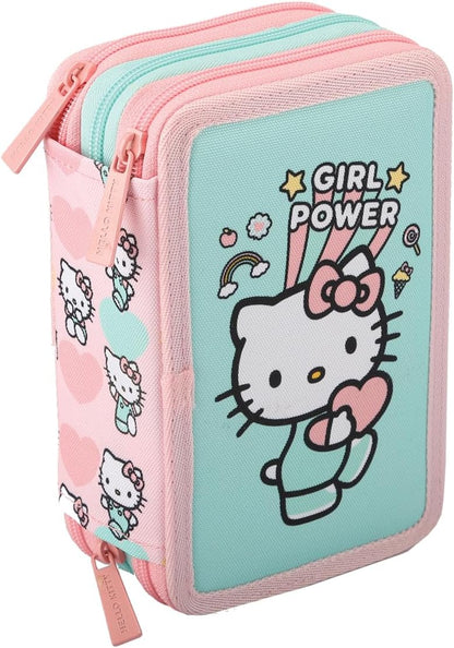 HELLO KITTY - Astuccio 3 Zip Scuola