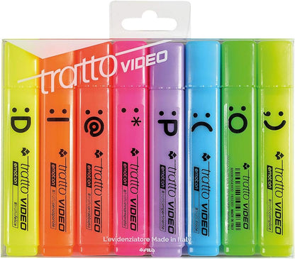 TRATTO VIDEO EMOTION - confezione 8 Evidenziatori Multicolore