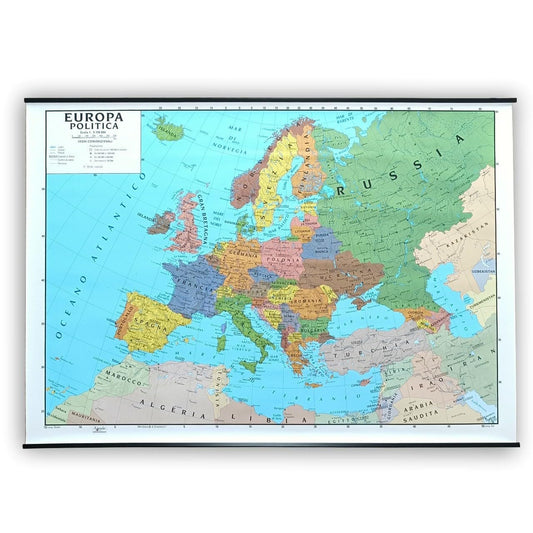 CARTA GEOGRAFICA EUROPA - Murale Europa 100x140 Bifacciale Fisica E Politica