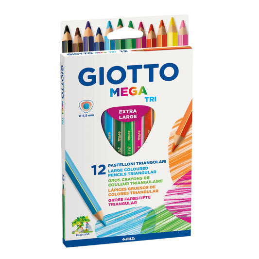 GIOTTO MEGA - Astuccio Da 12 Matite A Pastello Colorate 5.5 mm