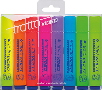 TRATTO VIDEO - Confezione 8 Evidenziatori Multicolore