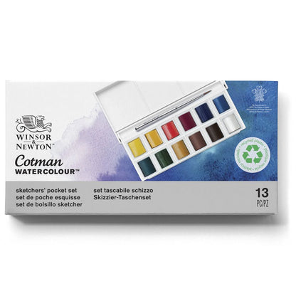 WINSOR & NEWTON COTMAN WATERCOLOURS -Set Tascabile Degli Sketchers 13pz