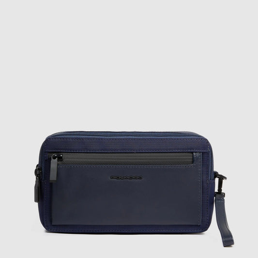 PIQUADRO - Pochette A Due Scomparti In Tessuto Riciclato Blu