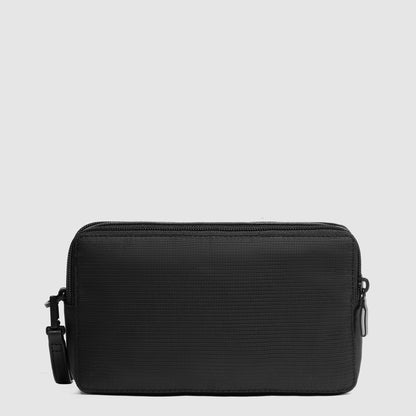 PIQUADRO - Pochette A Due Scomparti In Tessuto Riciclato Nero